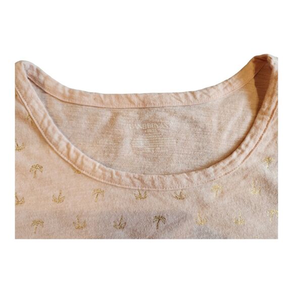 Lane Bryant T-Shirt Size 18/20 Pink w Gold Metallic Palm Trees Short Sleeve Tee - Picture 3 of 11